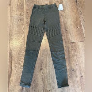 BP Green Olive Moto Leggings with Ribbed Detail